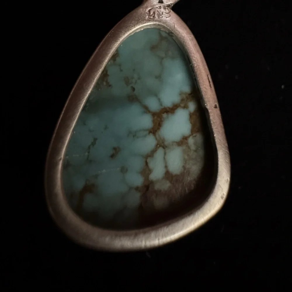 Sterling‎ Silver genuine native American made Turquoise Pendant Necklace -